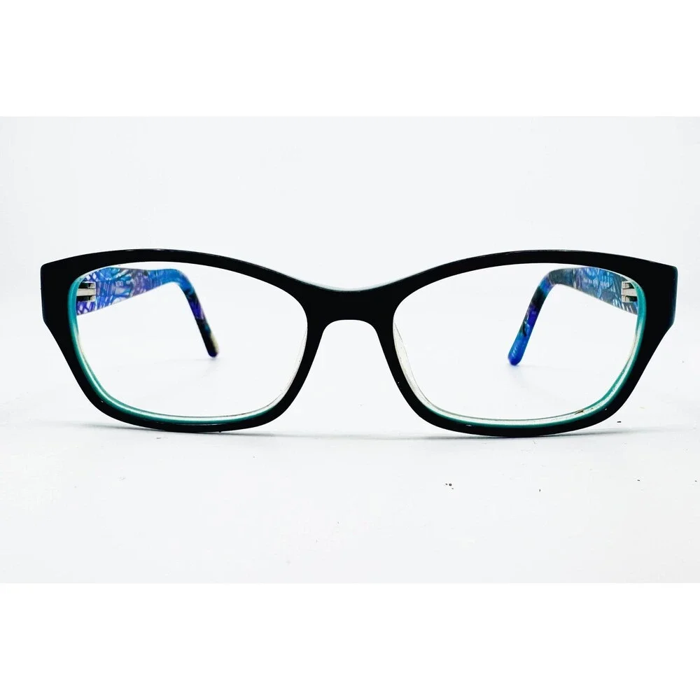 XOXO Eyeglasses Womens Black Blue Fave Rectangular 52-16-135